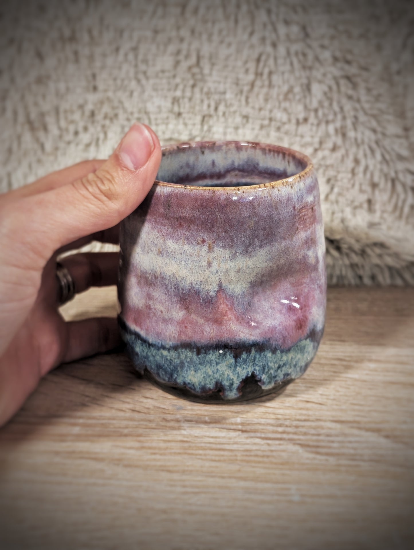 Glazed by hand Lavender Fog Wine Glass