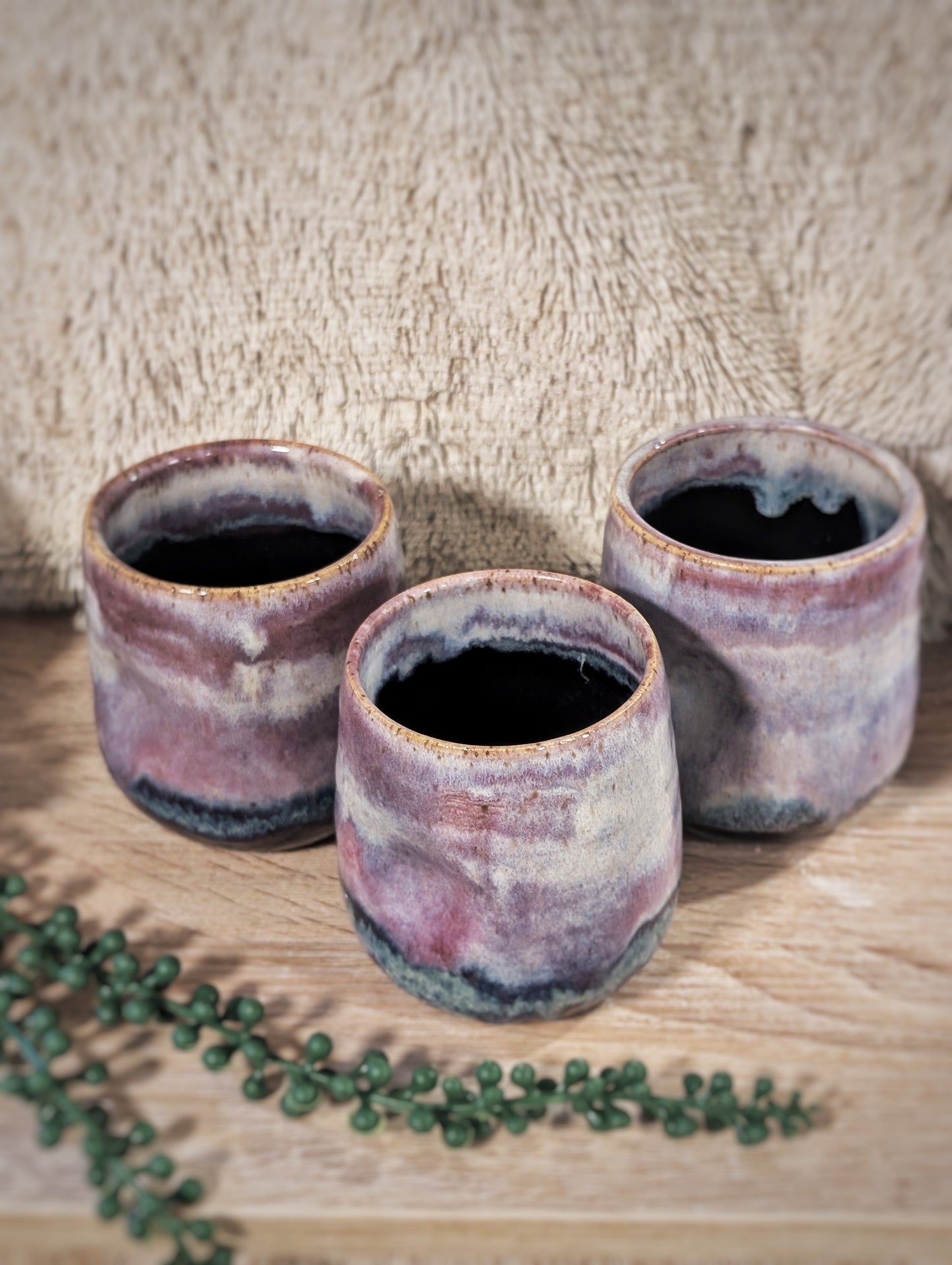 Glazed by hand Lavender Fog Wine Glass