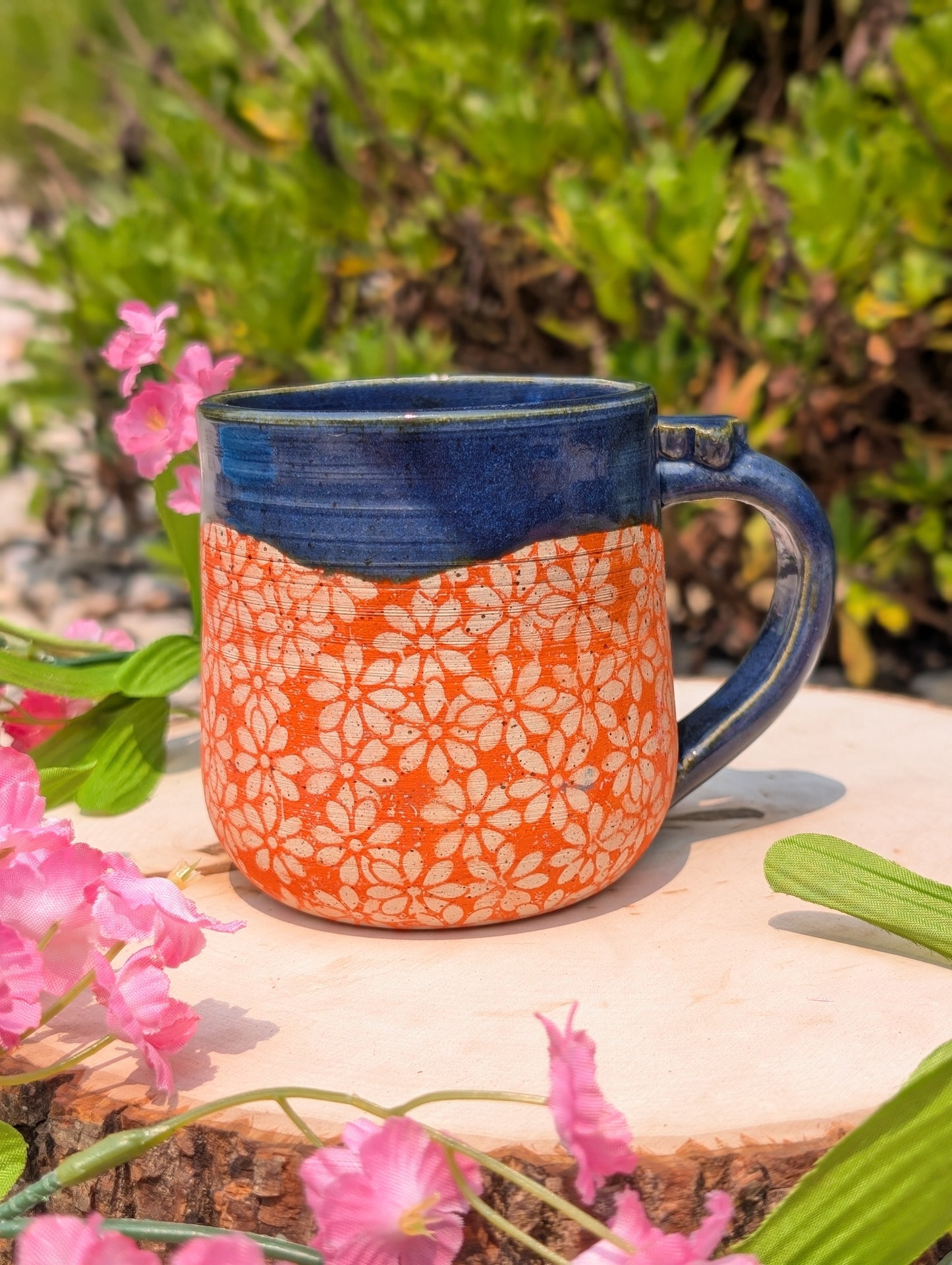 Ceramic Indigo Petals Mug