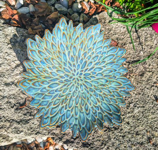 Handmade ceramic flower platter