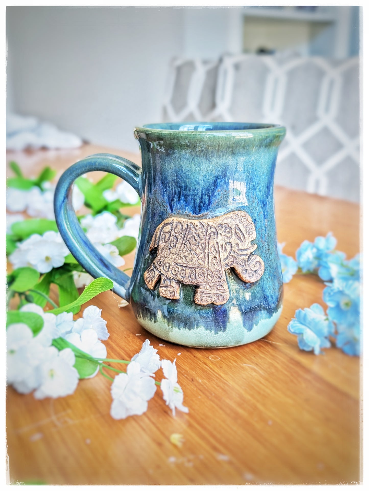 Lovingly glazed by hand Blue Mystic Jungle