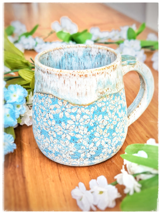 Custom-glazed Blue Blossom Mug