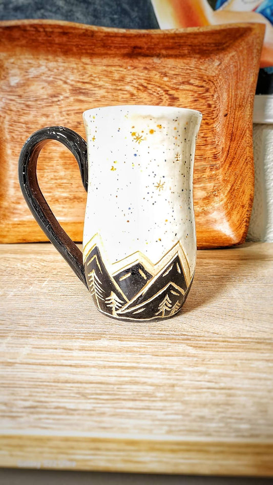 Carved by hand Celestial Pines Mug
