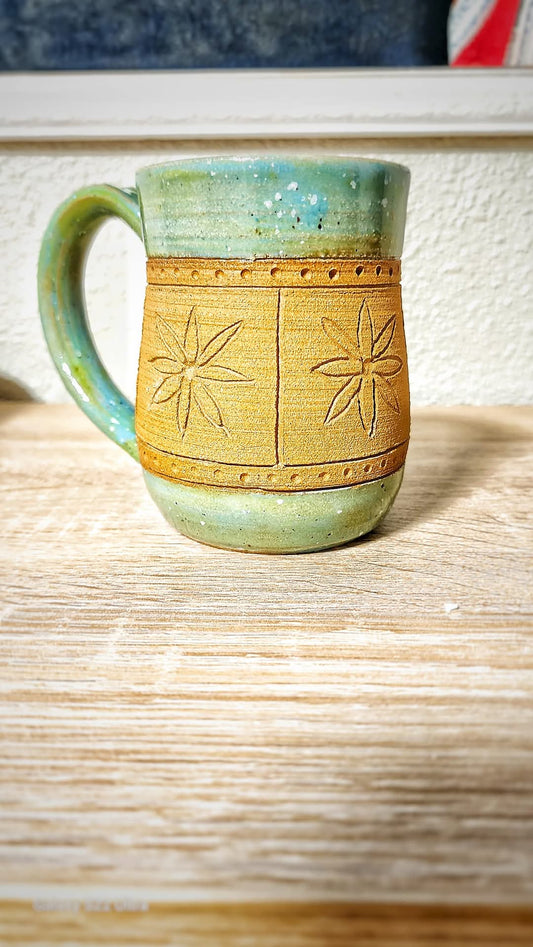 Carved by hand Terracotta Bloom Mug