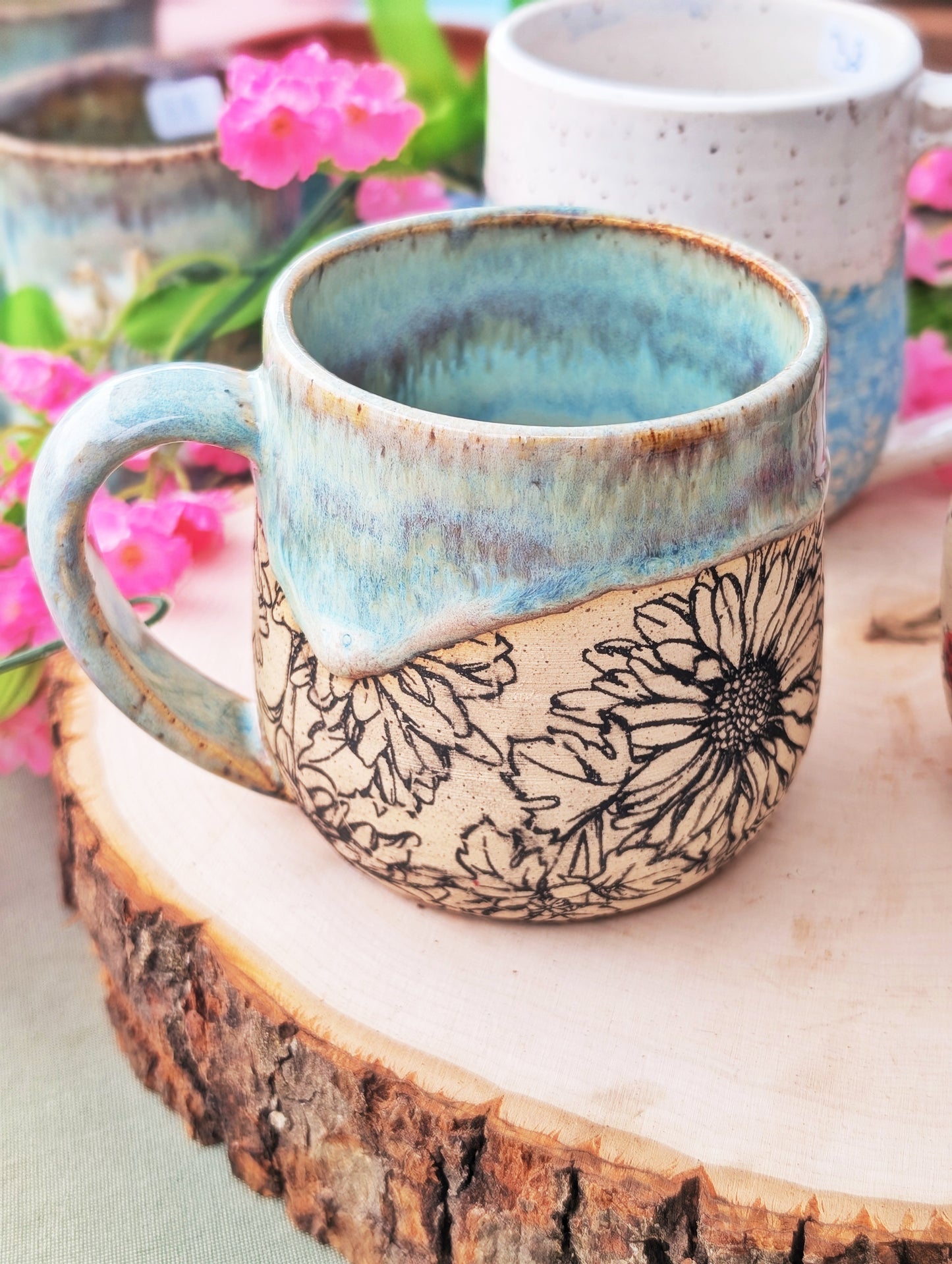 Floral handmade mug