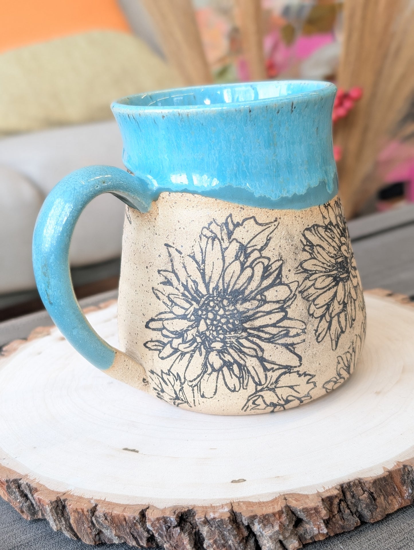 Floral handmade mug